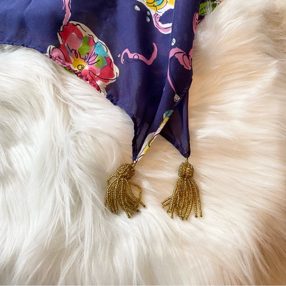 RARE HTF Lilly Pulitzer Blake Chiffon One Shoulder Dress Blaring Siren - Picture 11 of 11